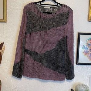 🌻Hinge {S} hinge. Wool Blend Mauve/Grey Knit Pullover Sweater